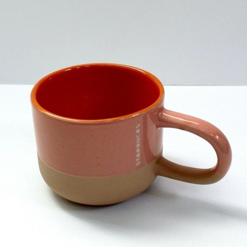 Starbucks 2018 Terracotta Two Tone Long Handle Coffee Cup Mug 12 oz